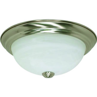 11" Flush 2 Lights BN/Alabaster Glass