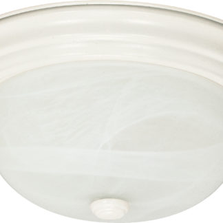 11" Flush 2 Lights White/Alabaster Glass