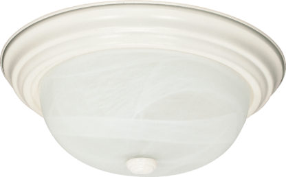 11" Flush 2 Lights White/Alabaster Glass