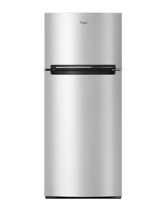 Whirlpool Flexible Storage Bin 17.6-cu ft Standard-Depth 28-in Wide Top-Freezer Refrigerator (Monochromatic Stainless Steel)