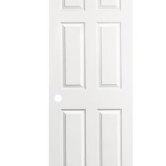 RELIABILT 30-in x 80-in Primed 6-panel Textured Hollow core Primed Molded composite Slab Door with Lockset Bore